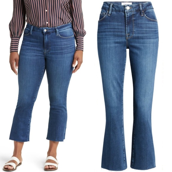 Frame Le Crop Mini Bootcut Raw Hem Denim Jeans Size 27 NWT Lupine Blue - Picture 1 of 8